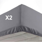Cdaffaires - lot de 2 draps housse bonnet 30 cm 2 personnes 140 x 190 cm microfibre oscar anthracite