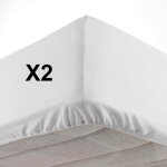 Cdaffaires - lot de 2 draps housse bonnet 30 cm 2 personnes 140 x 190 cm microfibre oscar blanc