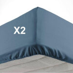 Cdaffaires - lot de 2 draps housse bonnet 30 cm 2 personnes 140 x 190 cm microfibre oscar bleu
