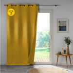 Cdaffaires - lot de 2 rideaux occultant double face 140 x 260 cm 100% microfibre obscure jaune