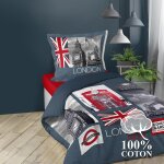 Housse de couette enfant 140 x 200 cm coton + 1 taie londres big ben