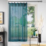 Voilage effet lin � anneaux 140 x 240 cm linka bleu