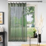 Voilage effet lin � anneaux 140 x 240 cm linka kaki