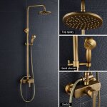 Colonne de douche en laiton antique ensemble de douche rtro cuivre mitigeur mcanique ensemble de robinet ...