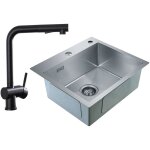 Cecipa - mitigeur de cuisine et evier 1 bac set, �vier inox 1 cuve 50 x 45 x 19 cm avec siphon et trop ...