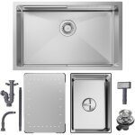 Cecipa - vier 1 bac 70x44x21cm vier cuisine vier  encastrer en acier inoxydable bross vier cuisine ...