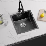 Cecipa - vier inox encastr 40 x 44 x 19 cm vier de cuisine 1 bac vier de cuisine - 201 nanomtre anthracite ...