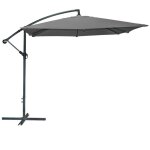 Cémonjardin - parasol déporté carré 250x250 cm en tissu gris foncé Cémonjardin - parasol déporté carré 250x250 cm en tissu gris foncé