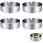 Cendrier, 4 cendriers ronds en acier inoxydable, cendrier de bureau 8cm, cendrier de bureau moderne pour ...