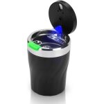 Cendrier voiture, cendrier portable sans fum�e en acier inoxydable avec couvercle et lumi�re led pour ...