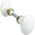 Centrale brico ? lot de 2 boutons de porte en porcelaine de limoges ? finition laiton ? accessoire de ...