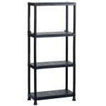 Centrale brico ? etag�re en plastique noir 4 tablettes ? dimensions l. 60 x h. 135 x p. 30 cm ? charge ...