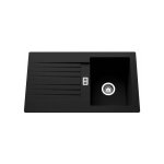 Centrale brico evier  encastrer 1 bac avec gouttoir, rsine, noir solo