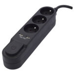 Chacon bloc multiprise avec interrupteur 3 prises 16 a et 2 sorties usb 2a, cable 1, 5 m