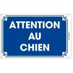 Plaque de garde bleue 'attention au chien'