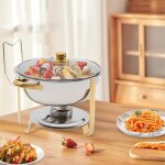 Chafing dish - r�cipient rond de 5 l - en acier inoxydable - diam�tre : 302 x 225 mm - avec couvercle ...