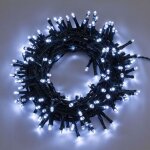 Chaine chaine 8 mt se'rie 200 lumie'res de noel led 5 mm reflex blanc froid avec 8 jeux lumineux et cable ...