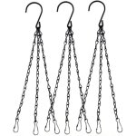 Cha�nes panier suspendu, lot de 3 noires, clips m�talliques pots / fleurs / lanternes