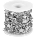Cha�ne de perles de 10 m�tres, cha�ne d�corative en abs galvanis� avec �toile � cinq branches (argent). ...