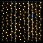 Chaine de rideau de pluie cascade 200 lumie'res de noel led blanc chaud avec flash de glace 2x2 mt pour ...