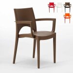 Chaise avec accoudoirs en polypropyl�ne bar restaurant paris arm grand soleil - marron