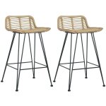 Vidaxl - chaises de bar lot de 2 rotin naturel