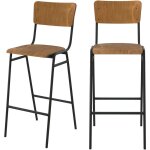 Rendez - vous d�co - lot de 2 chaises de bar 75 cm en bois - clem
