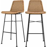 Lot de 2 chaises de bar 76 cm en rsine tresse marron - mandya