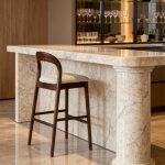 Chaise de bar en bois 46x48x98. 5 cm, cadre en fr�ne, assise rembourr�e, pour bureau, restaurant, bar ...