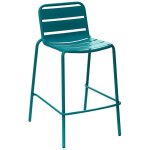Hesperide - chaise de bar empilable phuket bleu canard en acier trait poxy - hespride