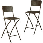 Chaise de bar pliante, lot de 2, avec dossier , tabouret pliable bastian, 115 x 44 x 63 cm, marron - ...