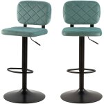 Rendez - vous dco - lot de 2 chaises de bar rglables 60 / 81 cm en velours vert d'eau - viktor