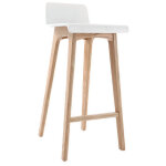 Chaise de bar scandinave 75 cm bois et blanc baltik