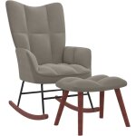 Chaise à bascule avec repose - pied gris clair velours Chaise à bascule avec repose - pied gris clair velours