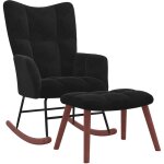 Chaise à bascule avec repose - pied noir velours Chaise à bascule avec repose - pied noir velours