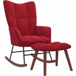 Chaise  bascule avec repose - pied rouge bordeaux velours