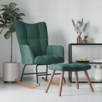 Chaise � bascule avec repose - pied vert fonc� velours - vidaxl