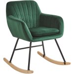 Chaise � bascule type rocking chair en velours vert fonc� pour coin de lecture ou salon au design scandinave ...