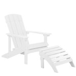 Chaise basse fauteuil de jardin effet bois blanc avec accoudoirs et repose - pied confortable matires ...
