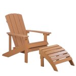 Chaise basse fauteuil de jardin effet bois clair avec accoudoirs et repose - pied confortable matires ...