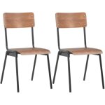 Chaise bois clair et pieds m�tal noir kaem - lot de 2