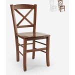 Chaise en bois classique rustique restaurant salle � manger bar venezia croce - marron noyer