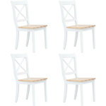 Chaise bois massif blanc et naturel aero - lot de 4