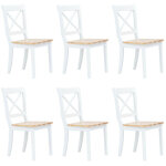 Chaise bois massif blanc et naturel aero - lot de 6