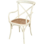 Chaise en bois et rotin thonet vintage 89x50x43 cm fauteuil rustique avec accoudoirs chaise de salle ...