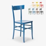 Chaise en bois rustique pour salle  manger cuisine bar restaurant milano - turquoise