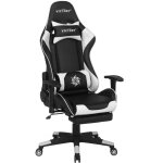 Chaise de bureau fauteuil design gamer revtement en cuir pu noir et blanc rglable en hauteur avec dossier ...