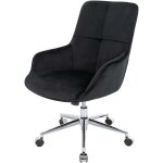 Hhg - chaise de bureau 122, chaise pivotante avec accoudoirs rglable en hauteur velours, noir