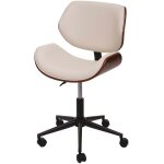 Chaise de bureau hwc - g25 bois cintr� aspect noyer r�tro pivotante r�glable en hauteur cr�me