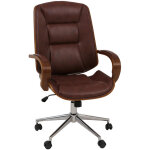 Chaise de bureau hwc - o83, chaise pivotante, fauteuil de direction, similicuir (280 g / m2) bois courb� ...